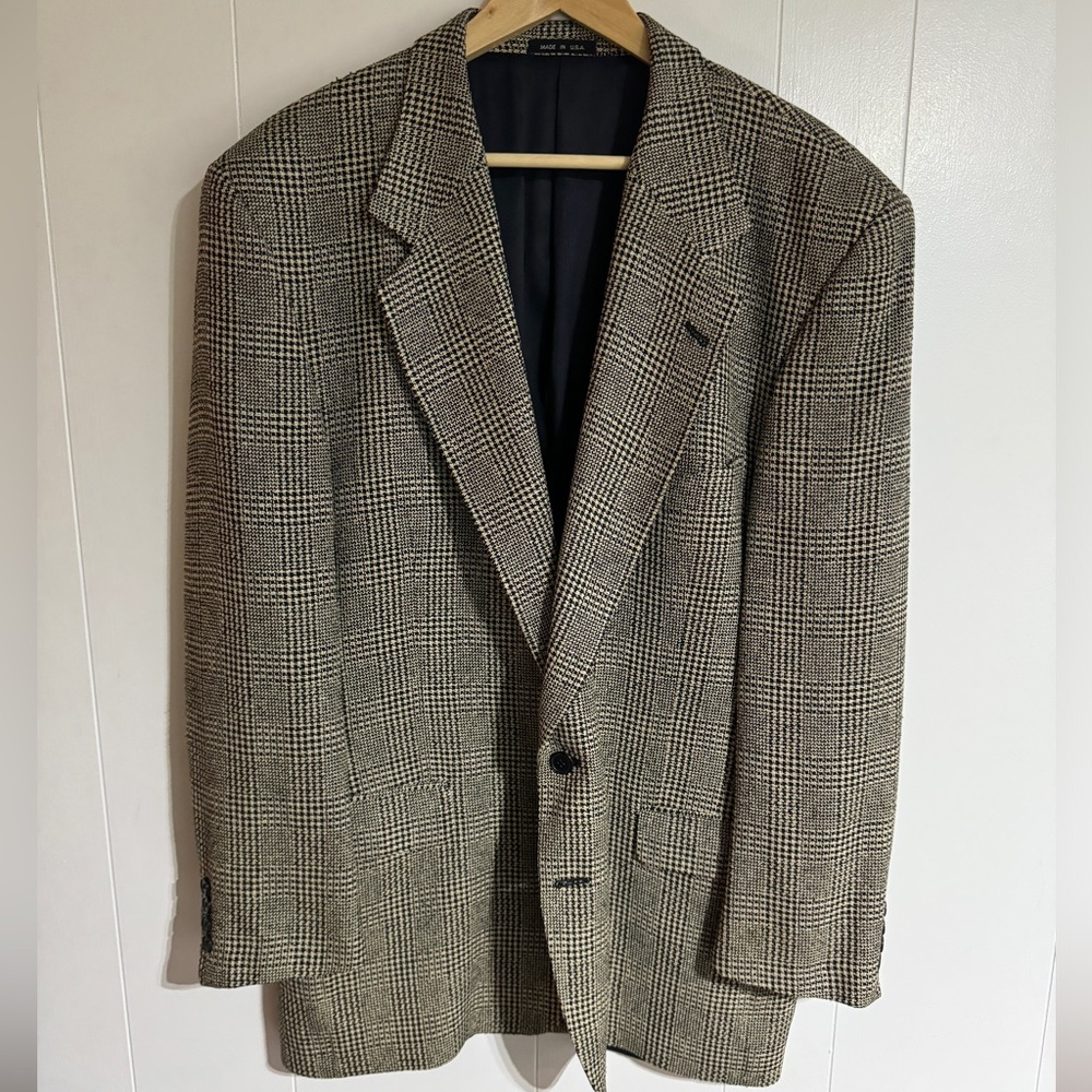 Vintage Joseph Abboud Tweed Plaid Long Blazer